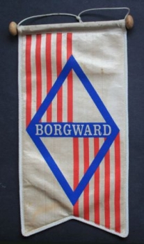 Borgward Tischwimpel 1950 Stofffahne an Holzstab (6694)